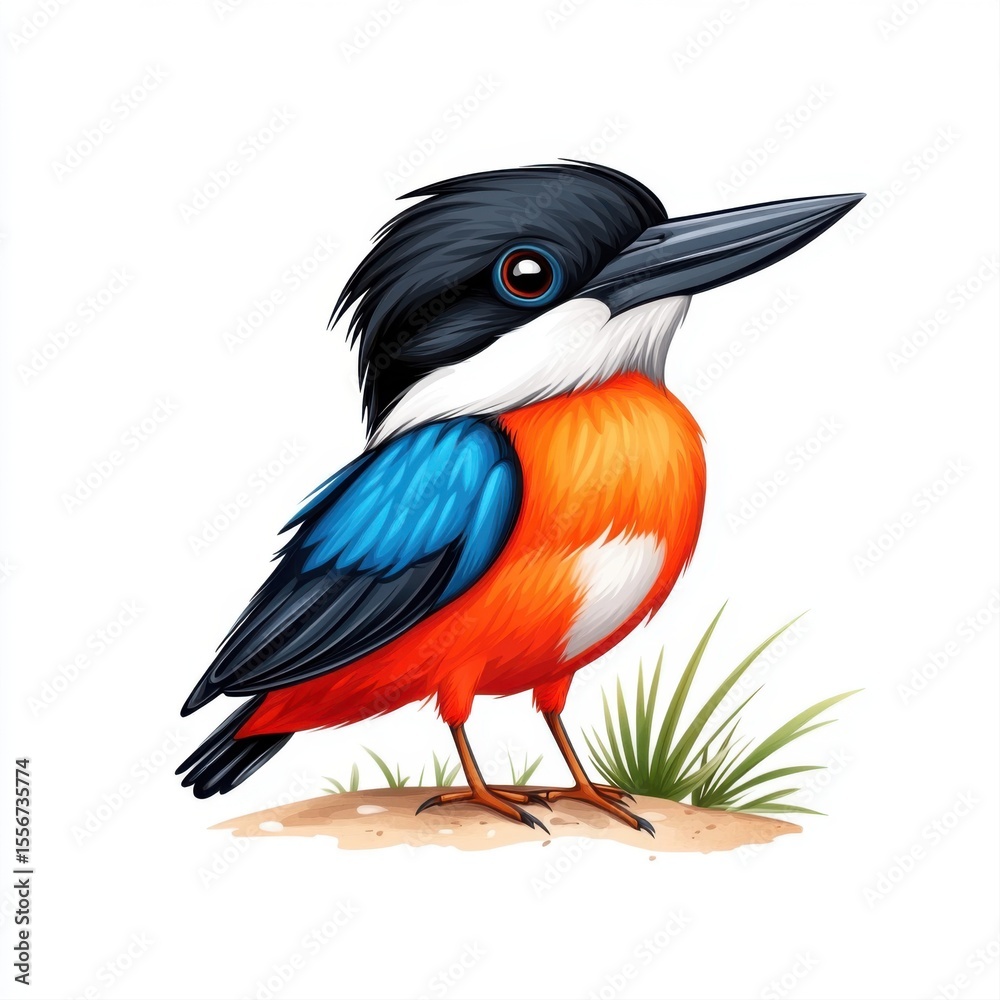 Naklejka premium Vibrant Cartoon Bird with Bright Colors and Distinctive Features