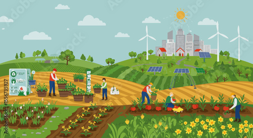 This illustration promotes environmental conservation and family participation in nature.