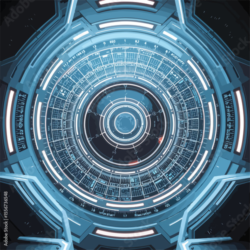 Spacecraft interior: A futuristic spacecraft interior showcases intricate technology and a captivating view of space