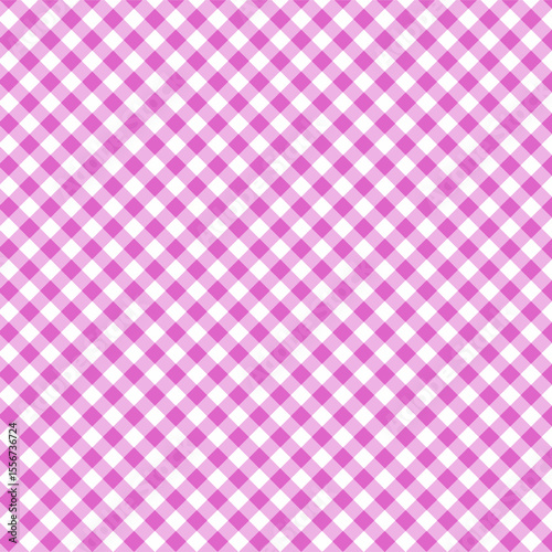 Gingham cross seamless pattern with fuchsia and white color, checkerboard background, square, tablecloth, book cover, Vector illustration