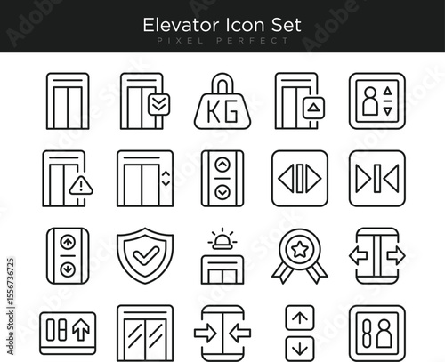professional elevator icon set for industry and corporate building