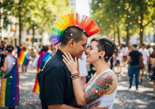 A heartfelt collage celebrating love, joy, and connection within diverse LGBTQ+ relationships, featuring moments of intimacy and celebration