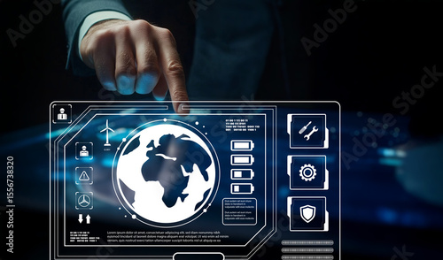 Futuristic Hand Interacting with Digital Globe Interface, Showcasing Global Connectivity and Advanced Technology Concepts for Modern Business Solutions