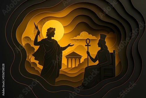 Classical Gods in Golden Papercut Design