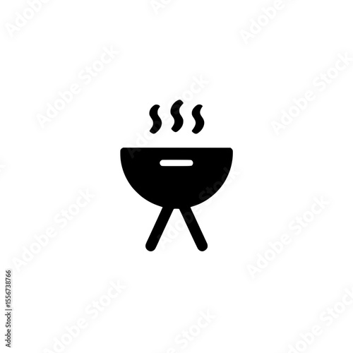 Minimalist Barbecue Grill Icon with Heat Lines for Picnic and Outdoor Cooking Use