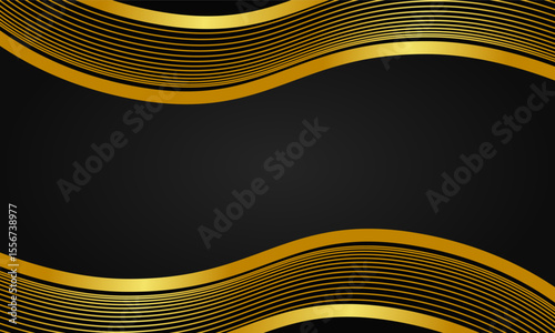 Luxury abstract aesthetic background with golden waves and elegant layout