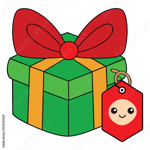 A beautifully wrapped Christmas gift adorned with a shiny ribbon and a vibrant red tag, ready to spread holiday joy and festive cheer under the tree.
