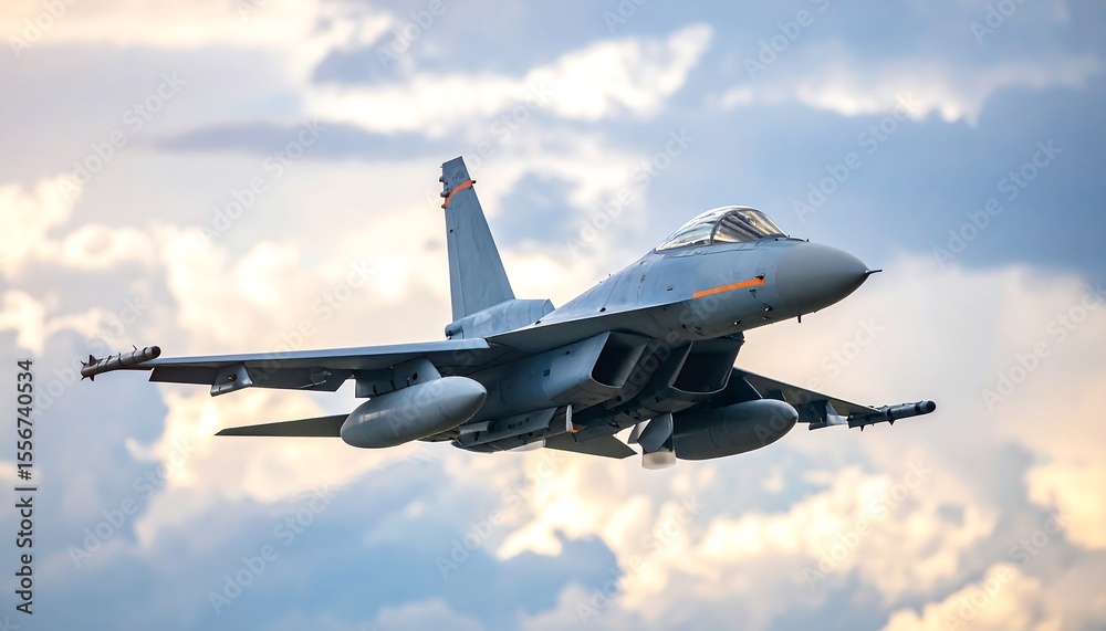 Obraz premium Military jet in flight