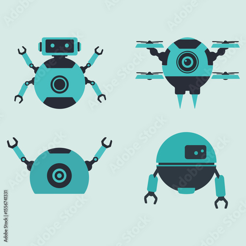 set minimalist geometric flat vector design of spherical robots