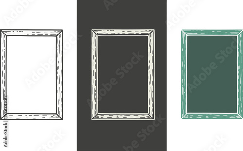 Three frames illustration art print poster design template mockup wall decor stock photo and vector image editable vector illustration with png format