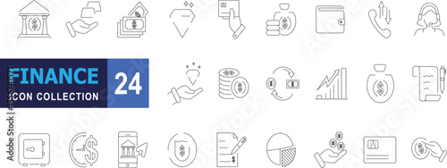 finance icons collection, editable strokes