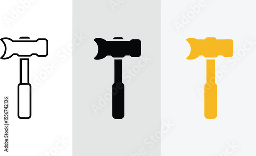 Vector icon of hammer tool equipment for construction and repair work isolated on white background editable vector illustration with png format
