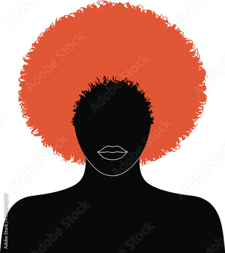 Silhouette of woman with afro hairstyle vector illustration for beauty and fashion concept art design editable vector illustration with png format