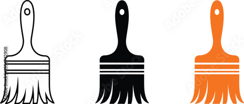 Paint brush icon vector illustration set for painting wall art design home decoration and renovation project editable vector illustration with png format