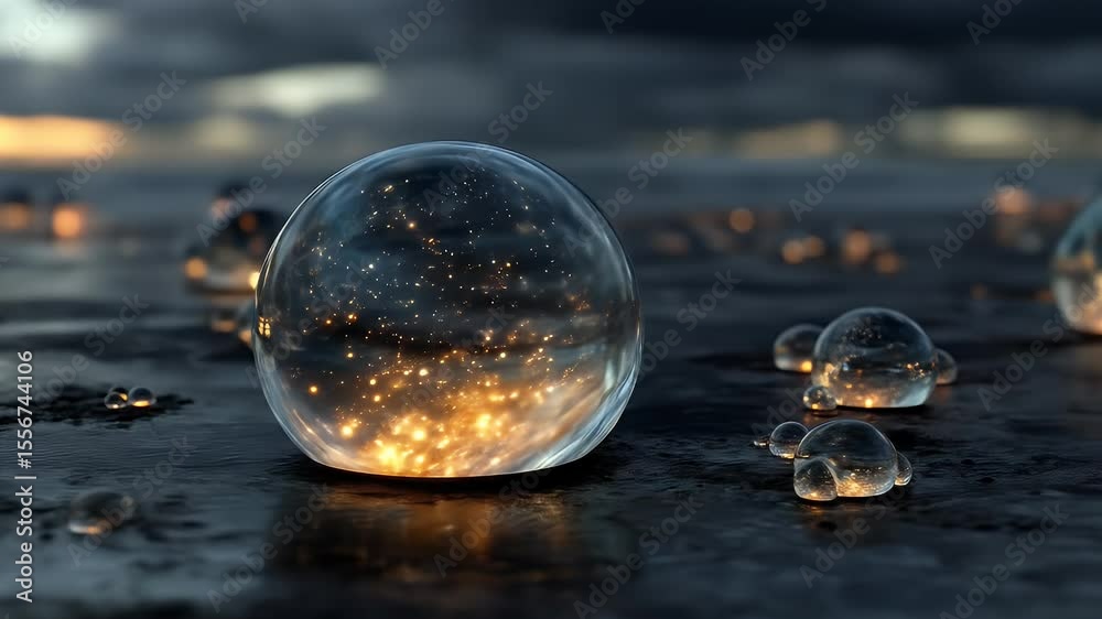 custom made wallpaper toronto digitalCrystal Spheres Reflecting Golden Light on a Wet Dark Surface with Bokeh Effect Creating an Atmospheric Abstract Composition Ideal for Adobe Stock