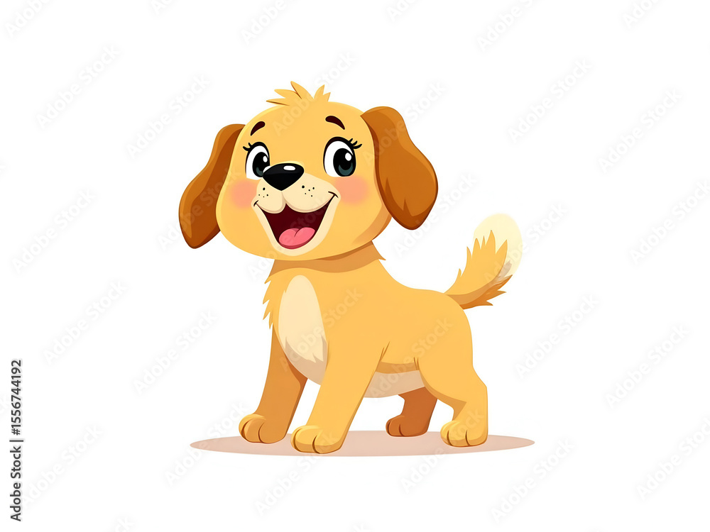 Cheerful cartoon dog illustration with a happy expression and golden fur, perfect for children's content Cheerful cartoon dog illustration with a happy expression and golden fur, perfect for children's content