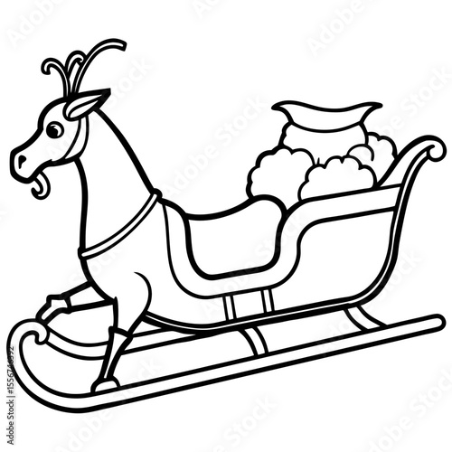 Winter Sleigh Journey Minimalist Line Art