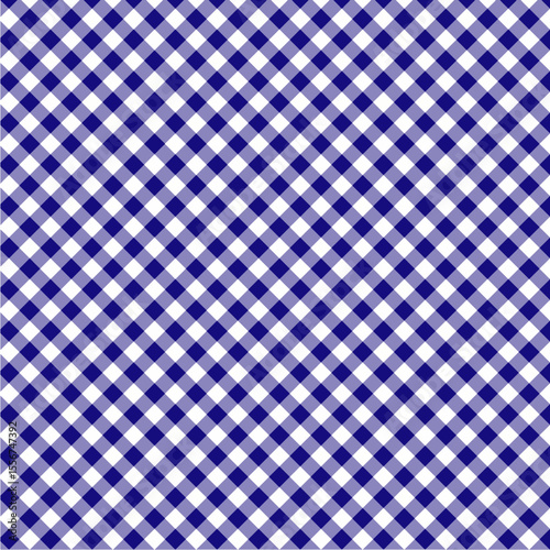 Gingham cross seamless pattern with navy and white color, checkerboard background, square, tablecloth, book cover, Vector illustration