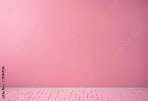 Pastel Pink Room Interior Blank Wall and Wooden Floor Photography Background