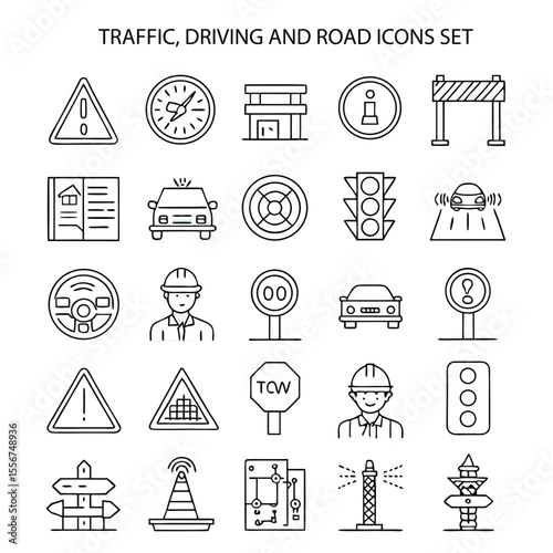 Traffic, Driving and Road Icons Set