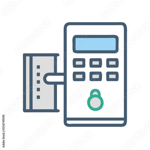 Access control system icon with credit card authentication design