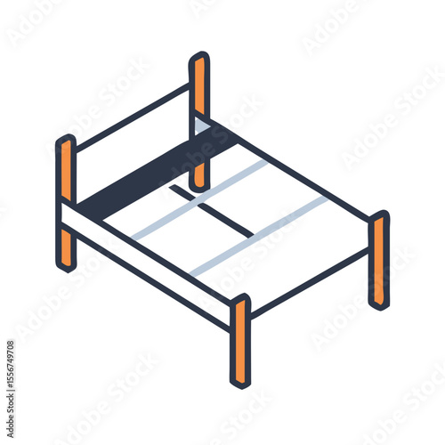 Isometric bed frame on White Background home furnishing illustration