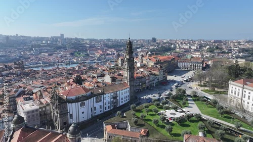 Wallpaper Mural Clerigos Church In Porto Portugal. Aerial View Of Church Building Dominating The Skyline. Business Sky Background Downtown Cityscape. Outdoor Downtown Famous. Porto Portugal. Torontodigital.ca