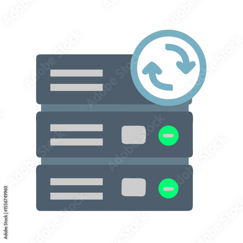 Server stack refreshing data with arrows cycle flat design