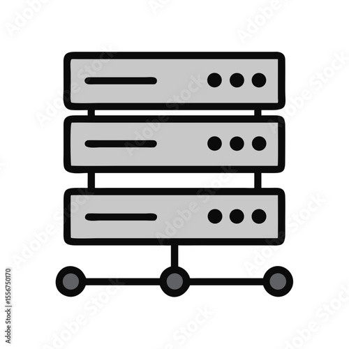 Server stack illustration connecting data with network resources graphic