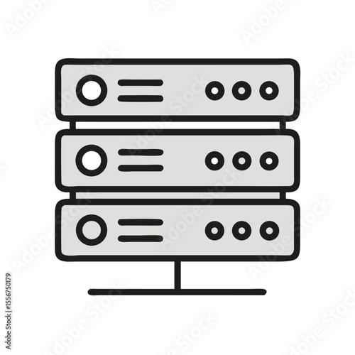 Stylized server rack icon illustration on White Background