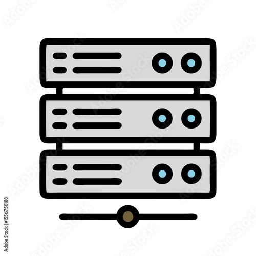 Stylized server rack illustration on a White Background