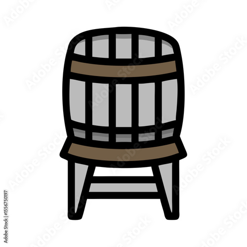 Minimalist wooden barrel illustration on White Background artwork object
