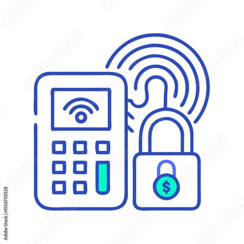 Secure online payment concept with wireless technology and padlock