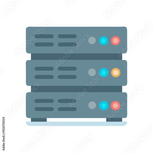 Stylized server stack illustration in flat design style
