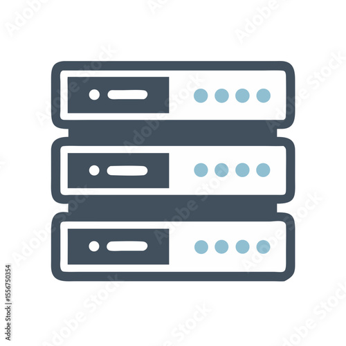 Flat server icon stacked up for data management needs