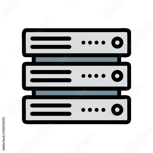 Isolated network server icon showing data processing equipment stack