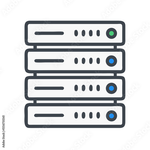 White servers on White Background, data storage and network concept