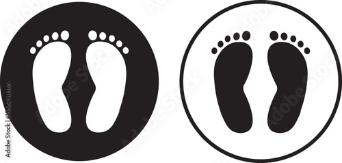 footprints icon set.Human feet black silhouette, impression, shape, outline footprints icon on white background symbol,,

