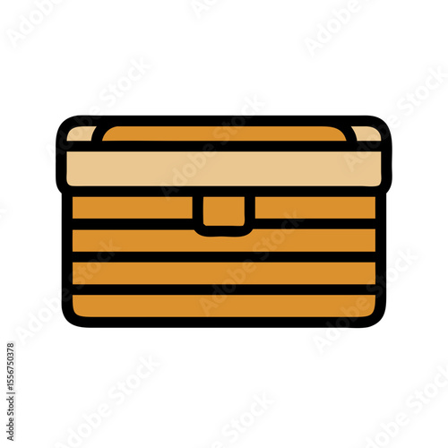 Graphic illustration of a treasure chest with clear lines