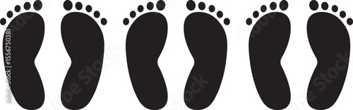 footprints icon set.Human feet black silhouette, impression, shape, outline footprints icon on white background symbol,,
