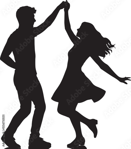 silhouette of a dancing couple, romantic Vector Illustration for Love and Celebration"