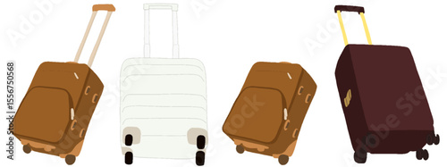 キャリー　旅行　趣味　イラスト　茶色　白　4セット