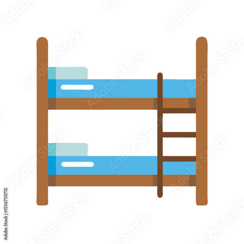 Minimalistic bunk bed illustration against a dark backdrop design