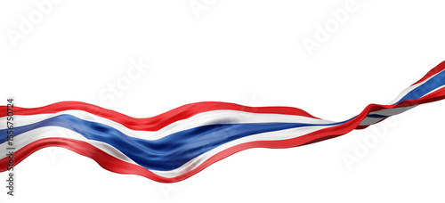 Fotografie Thailand flag flying isolated on transparency background with copy space 3D rend
