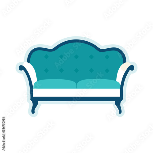Graphic vector illustration of a stylish aqua blue sofa