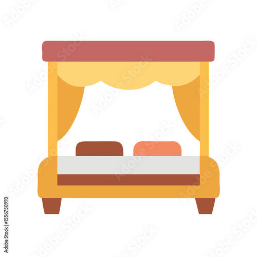 Four post bed illustration with simple color in vector