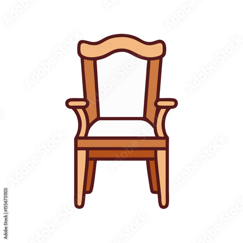 Ornate brown chair with white padding, vintage style design