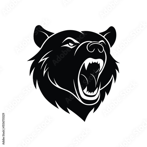 vector illustration of a Bear Cub Silhouette" on white background 