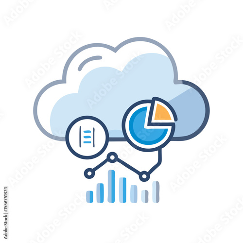 Data cloud illustration depicting analytics and information technology solutions