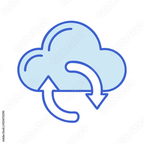 Cloud data synchronization and transfer process illustration icon art
